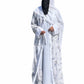 ✨ New Arrival – 4 Piece Premium Abaya Set ✨White Printed Shrug 4-Piece Premium Abaya Set for Women