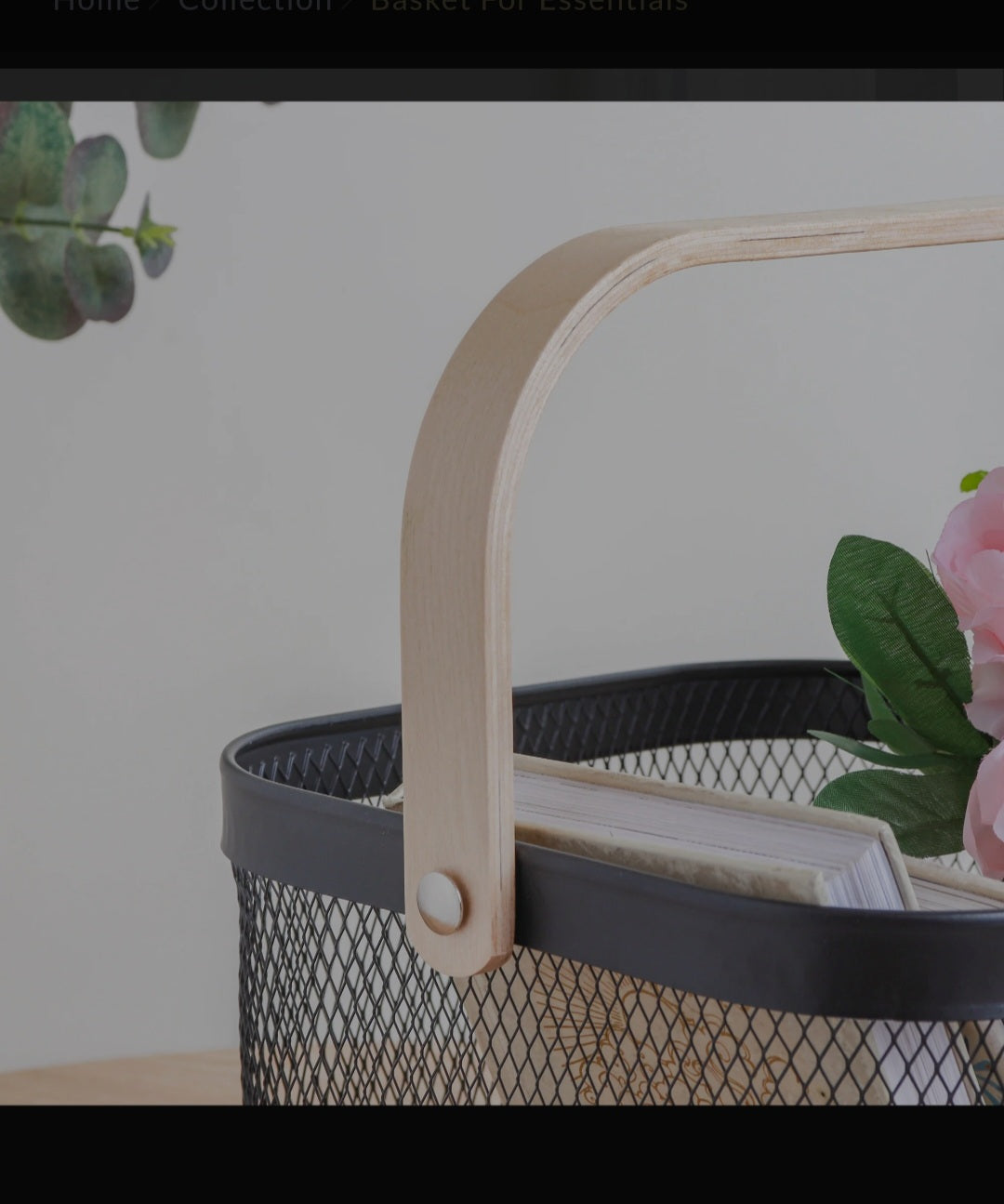 Elegant Wooden Handle Basket | Multipurpose Storage & Serving Basket | Durable Coated Body