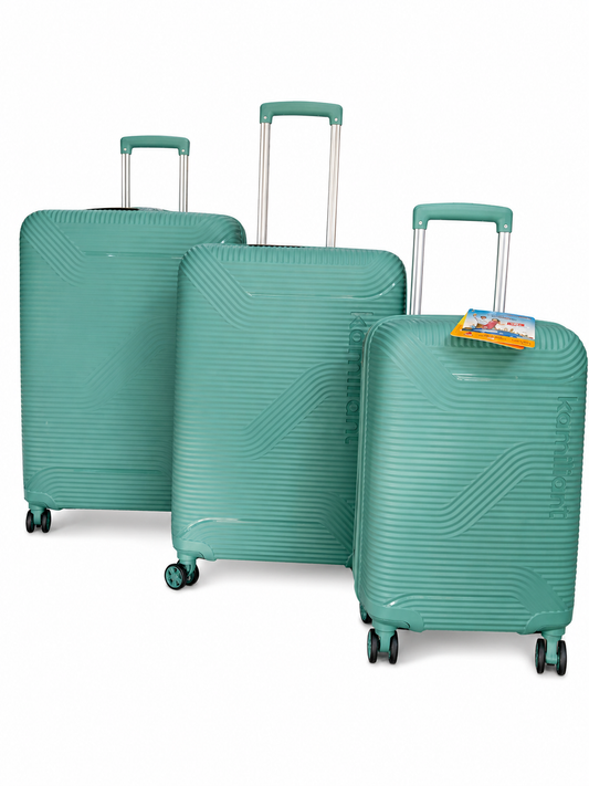 Kamiliant Nexus 3-Piece Luggage Set | Small + Medium + Large | PP Hard-Shell Trolley Set | 8 Spinner Wheels | 3-Digit Lock