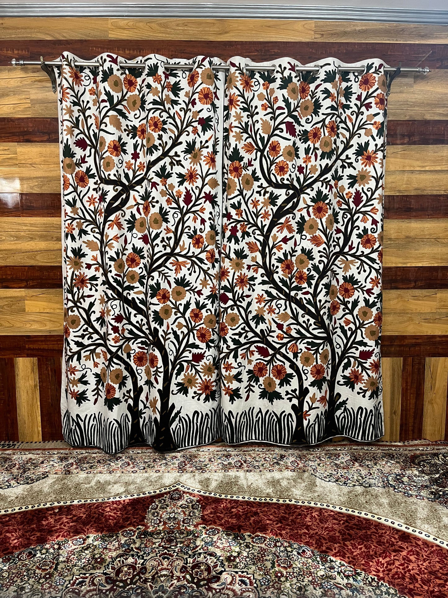 TREE OF LIFE CREWEL WORK KASHMIRI CURTAIN