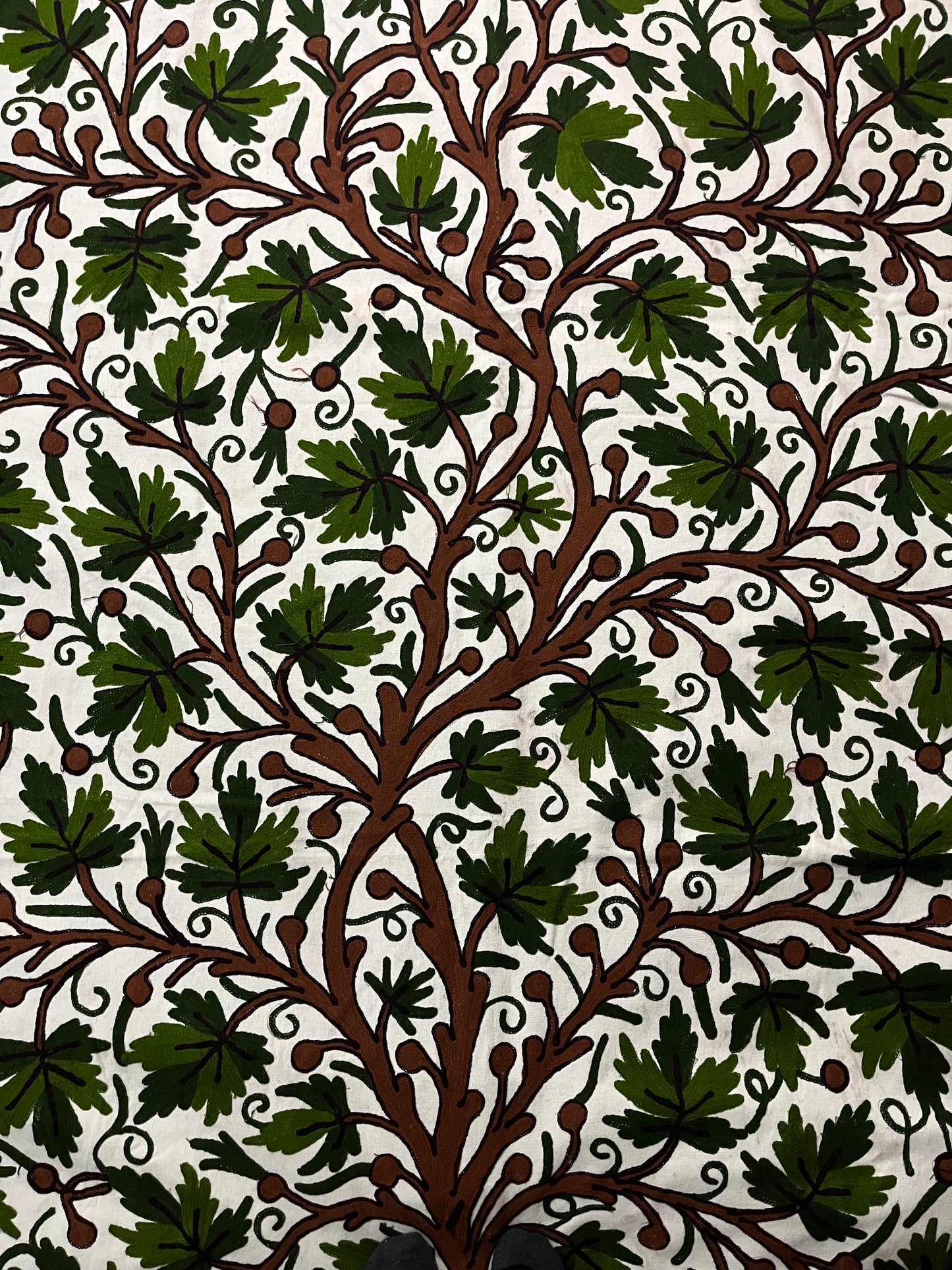 Green Jannat Chinar Tree Crewel Curtain