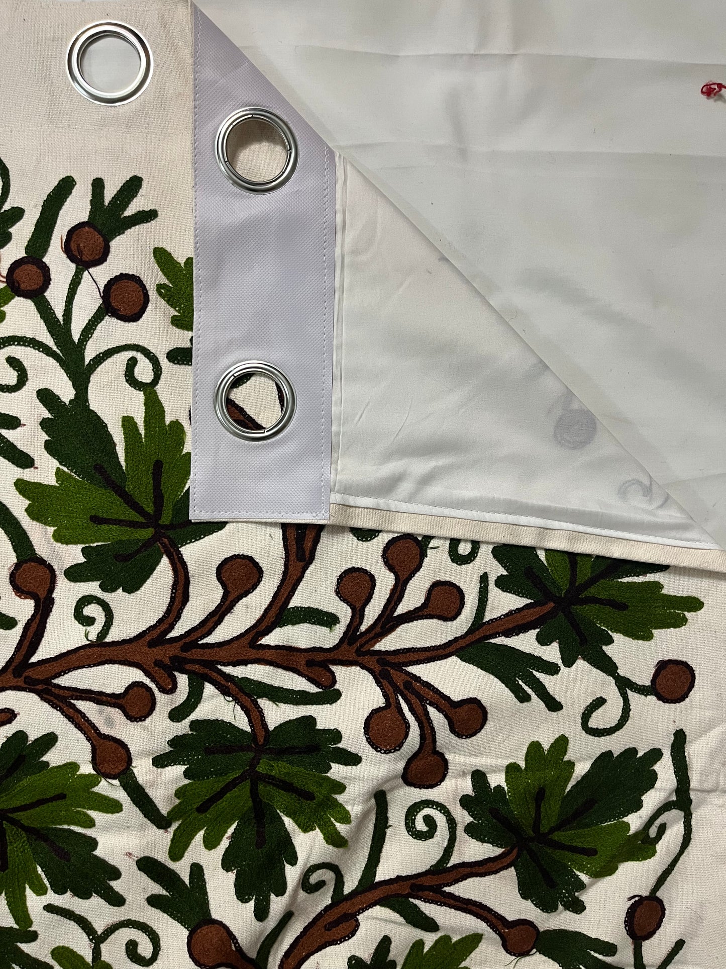 Green Jannat Chinar Tree Crewel Curtain