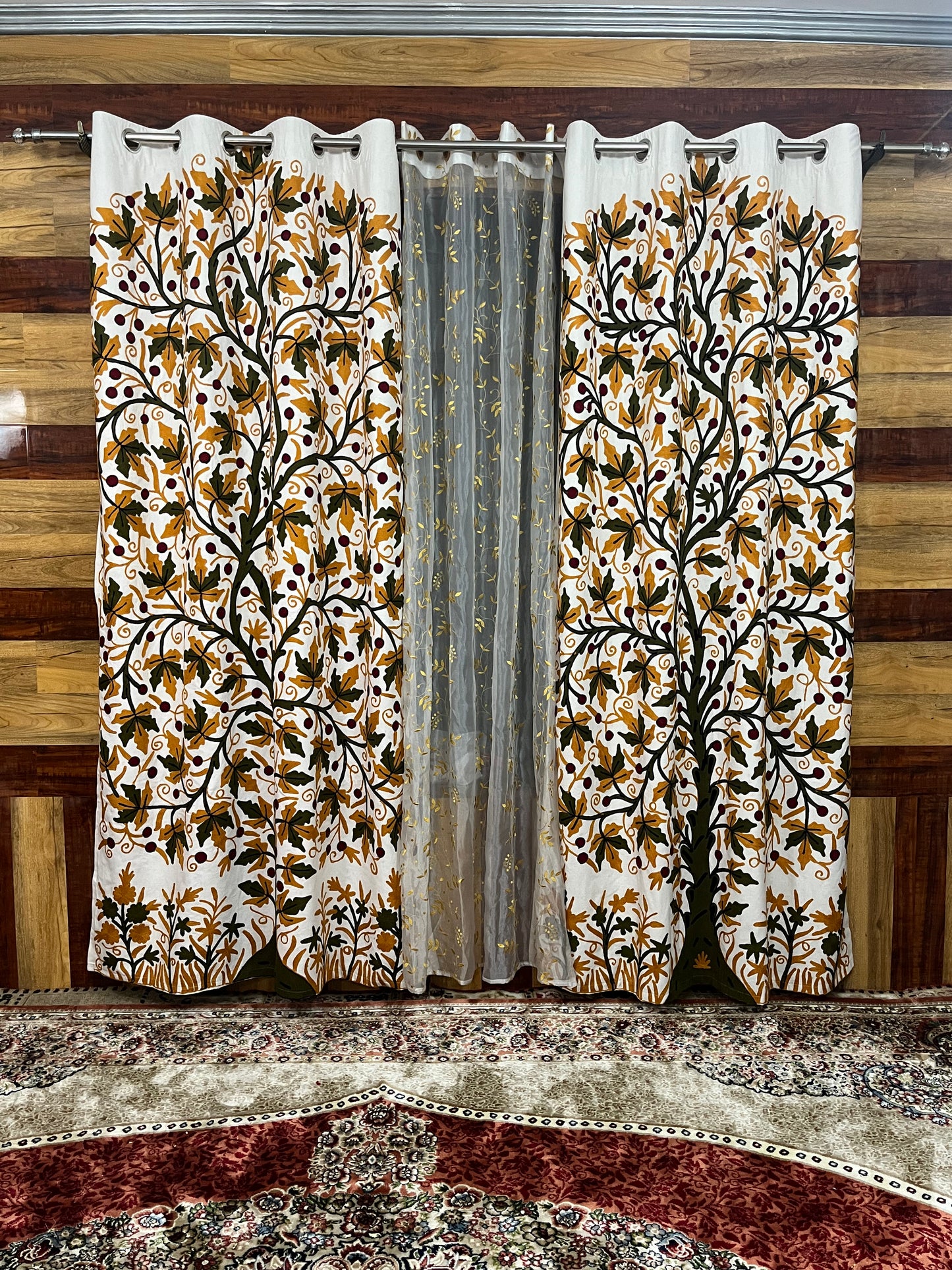 Boulevard Chinar Tree Crewel Work Kashmiri Curtain
