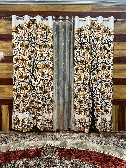Boulevard Chinar Tree Crewel Work Kashmiri Curtain