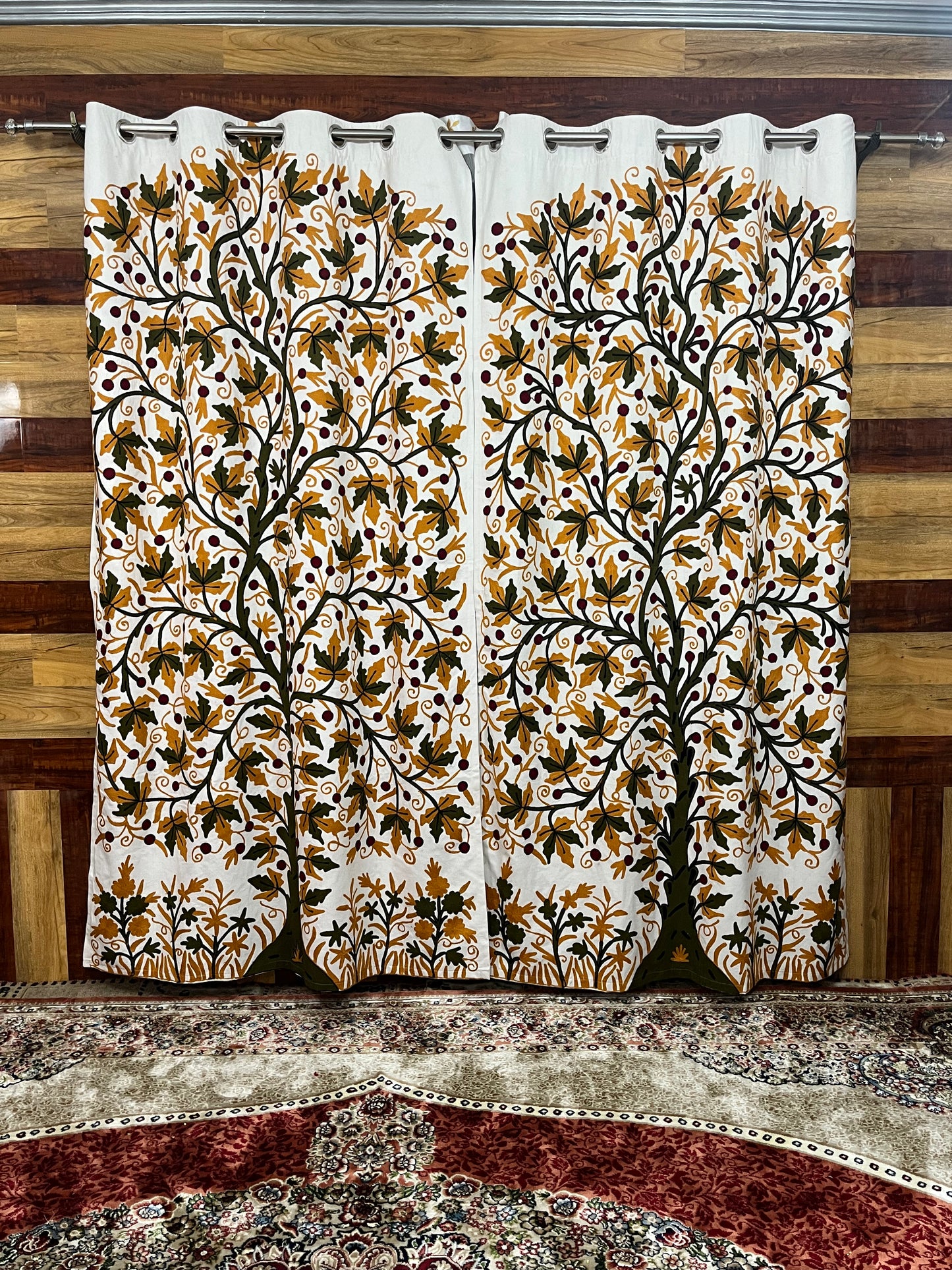 Boulevard Chinar Tree Crewel Work Kashmiri Curtain