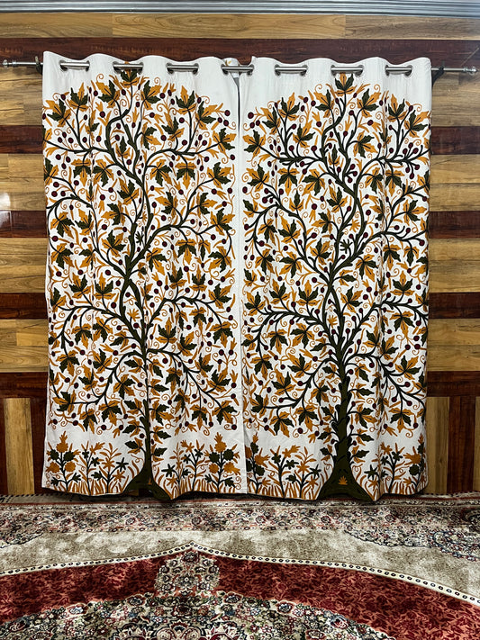 Boulevard Chinar Tree Crewel Work Kashmiri Curtain