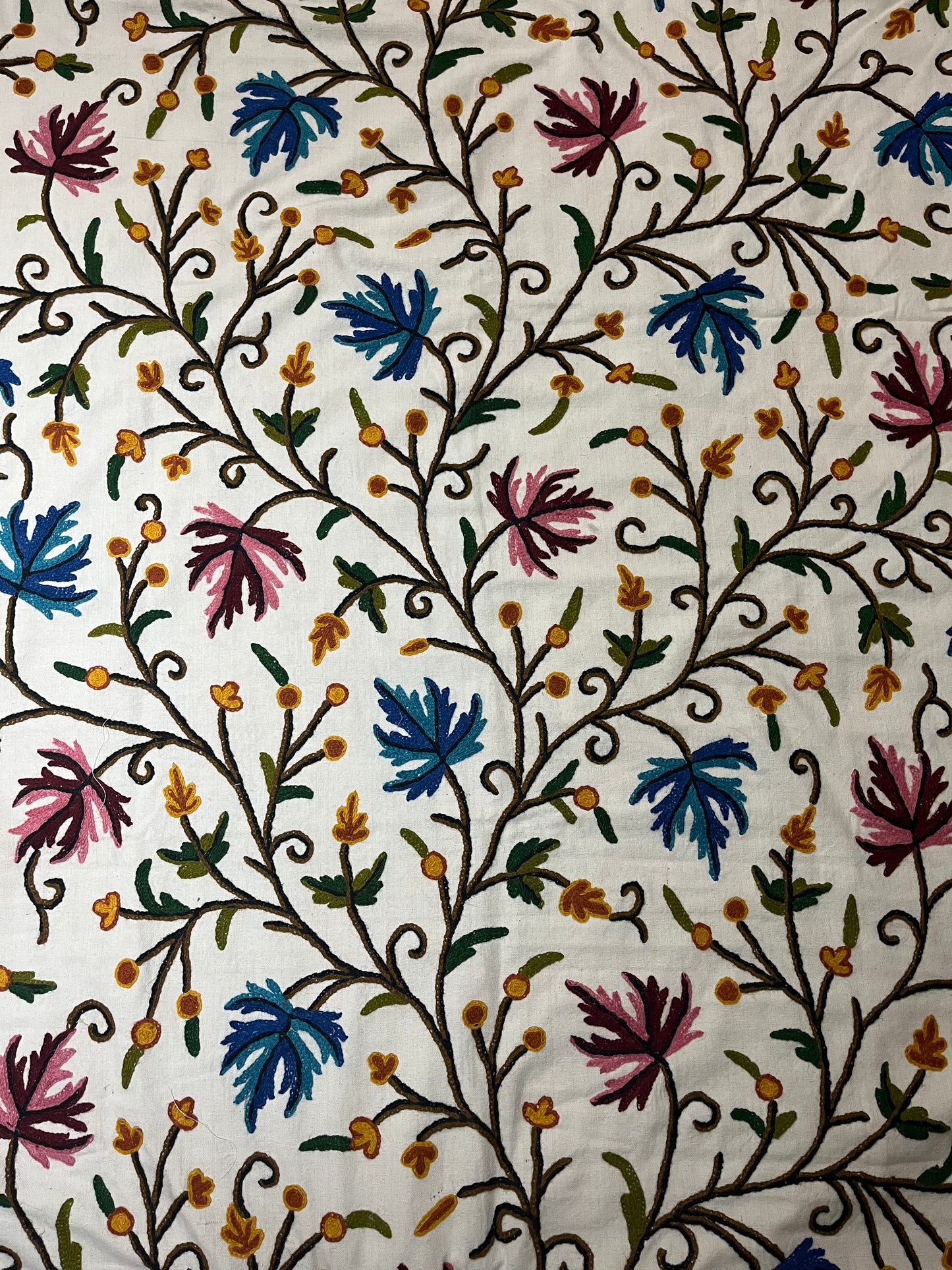 Blue Purple Leaf Handmade Crewel Curtain