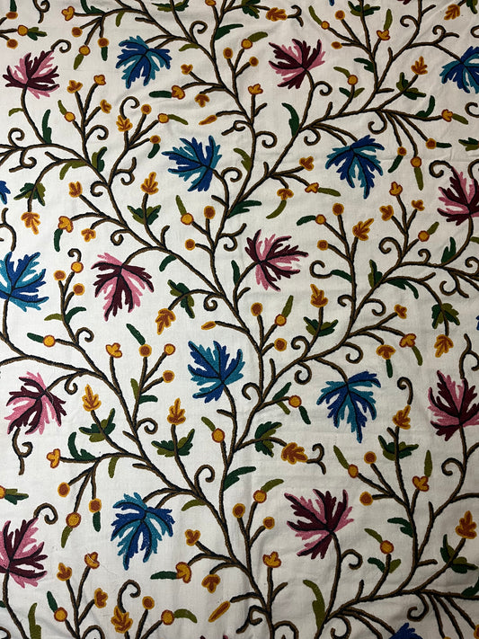Blue Purple Leaf Handmade Crewel Curtain