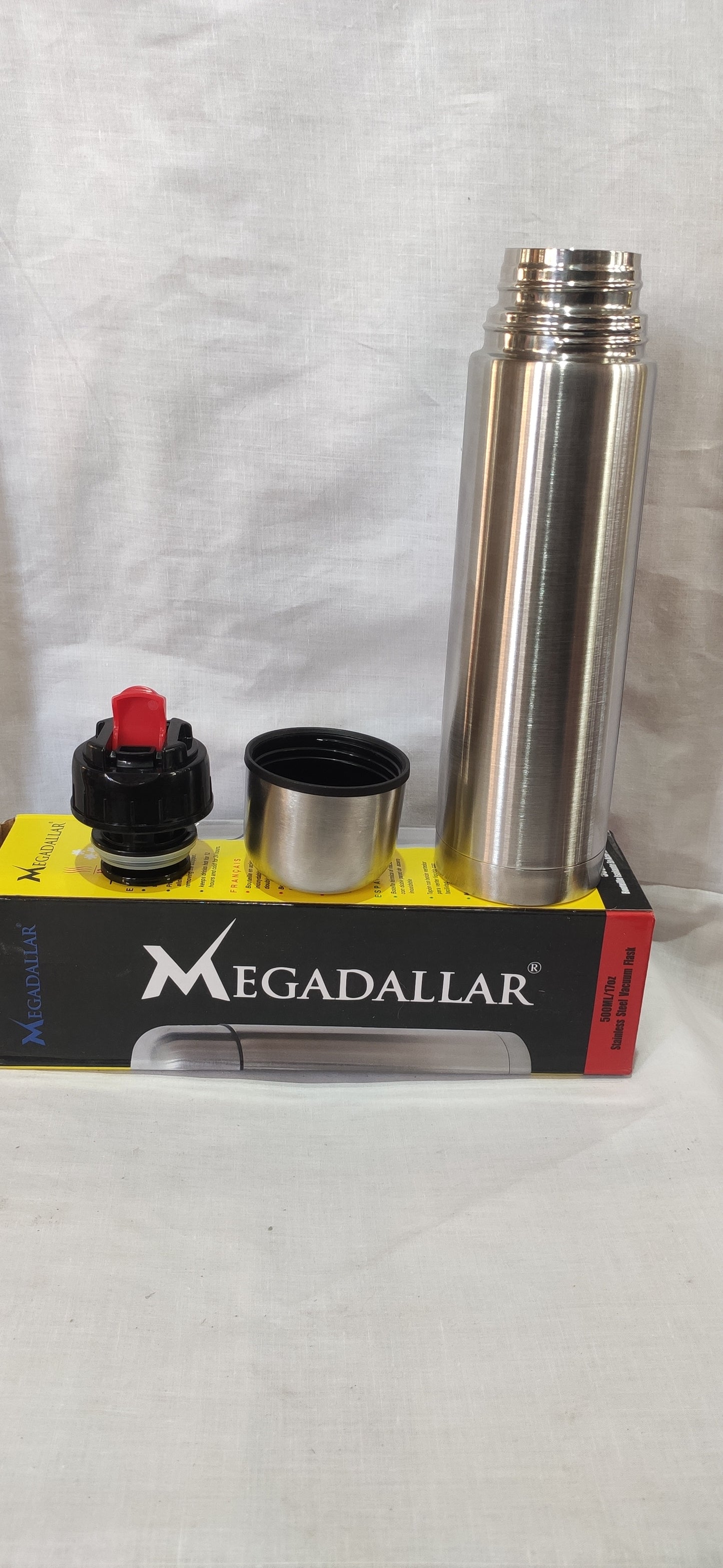 Double Wall Vacuum Flask | 18/8 Stainless Steel | Press-n-Pour | Hot 12H / Cold 24H