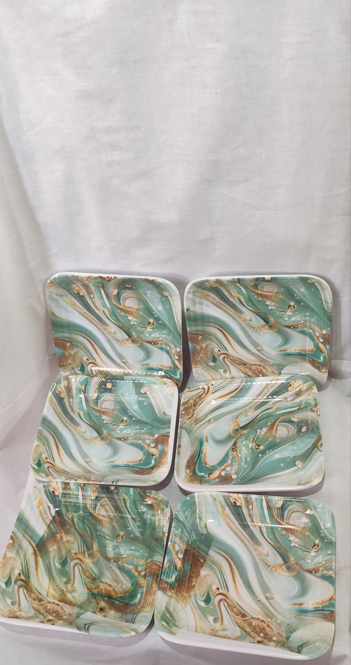 6 Pc Melamine Plate Set | Unbreakable | Premium Designer Serving Plates