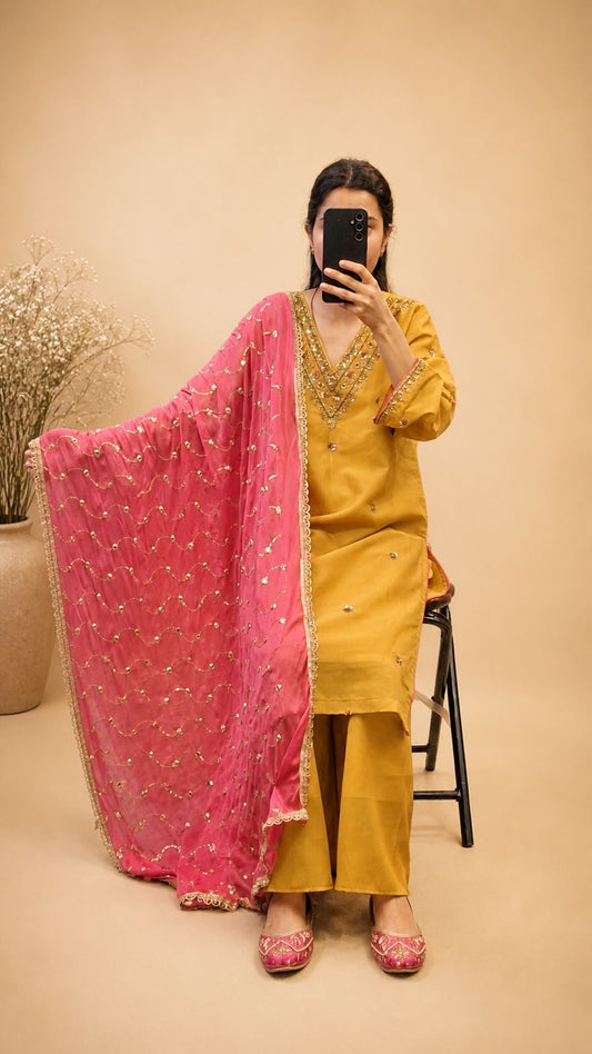 Elegant Sheer Kurta Set | Flowy Festive Wear | Lightweight & Graceful Design