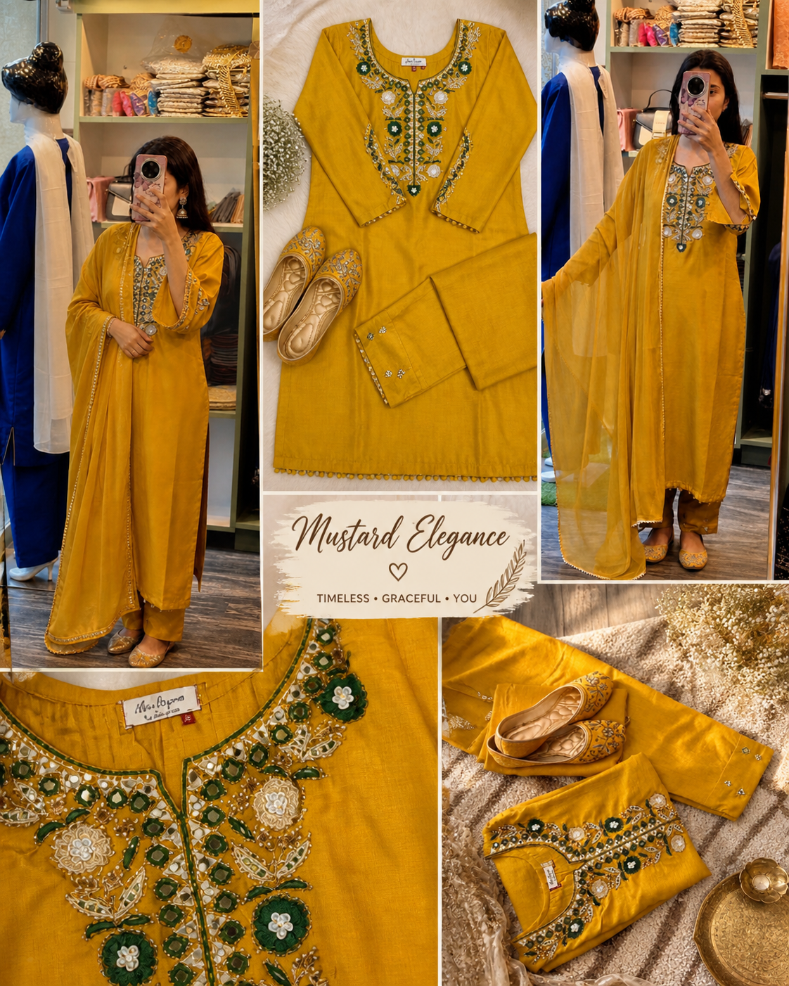 Mustard Embroidered Ensemble | Elegant Festive Wear | Timeless Ethnic Statement