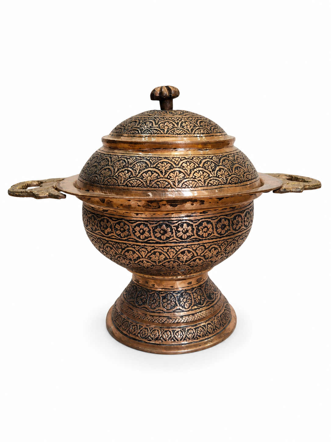 Nakchdaar copper traditional serving bowl with installed black ink called sawaad