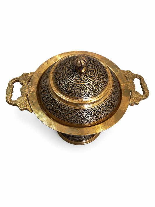Nakchdaar copper traditional serving bowl with installed black ink called sawaad