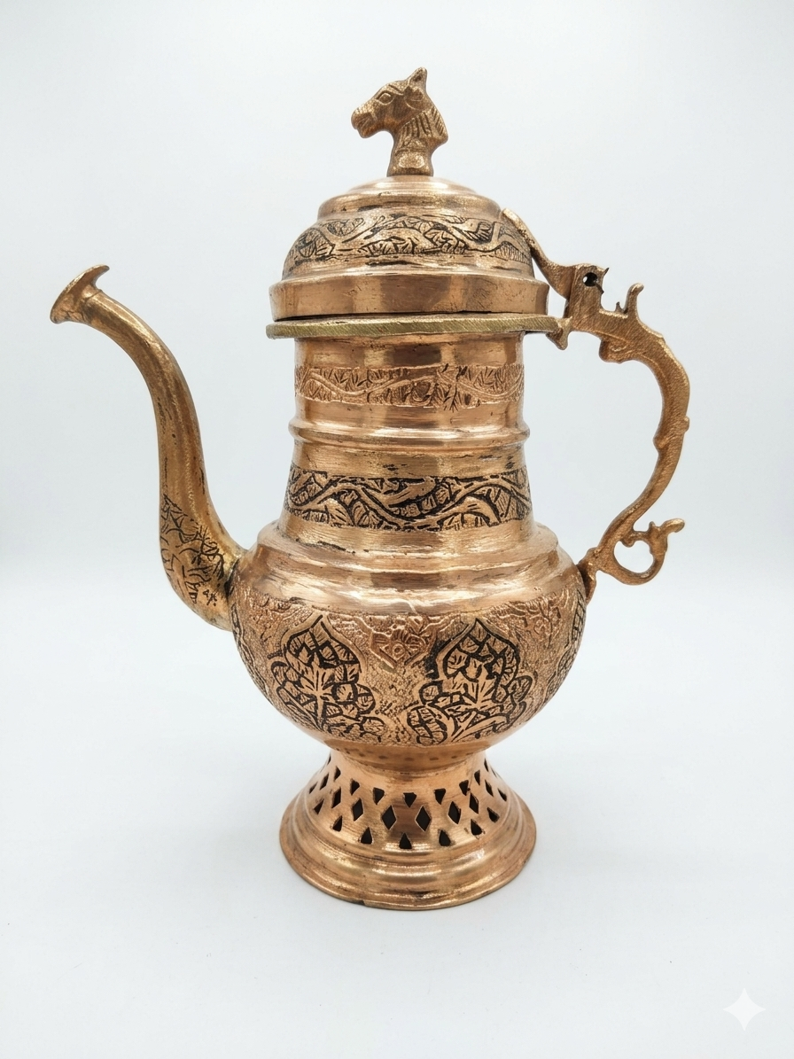 Nakchdaar copper unique oil keeper used to contain oil .