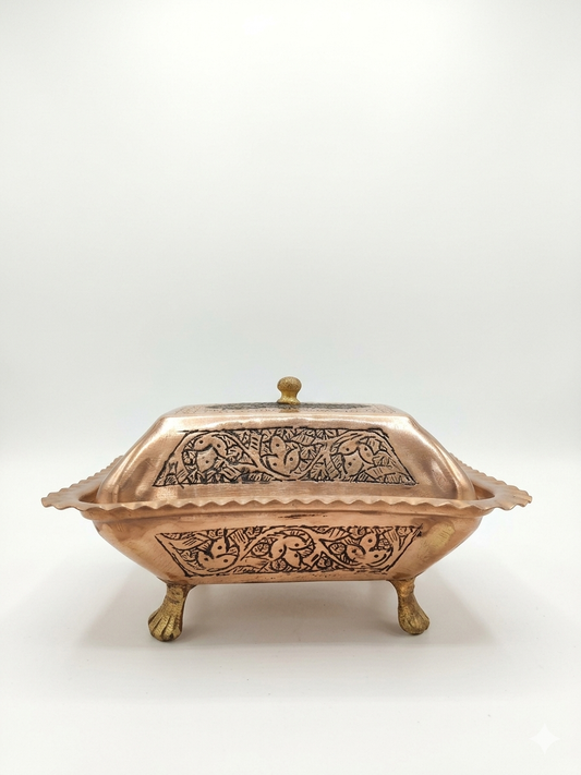 Nakchdaar copper butter box with installed speacial black ink called sawaad.