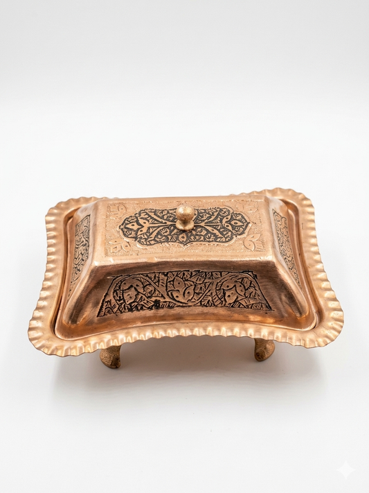 Nakchdaar copper butter box with installed speacial black ink called sawaad.
