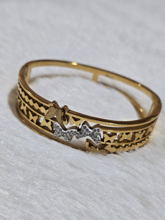 Anti Tarnish Solid Butterfly Bangle