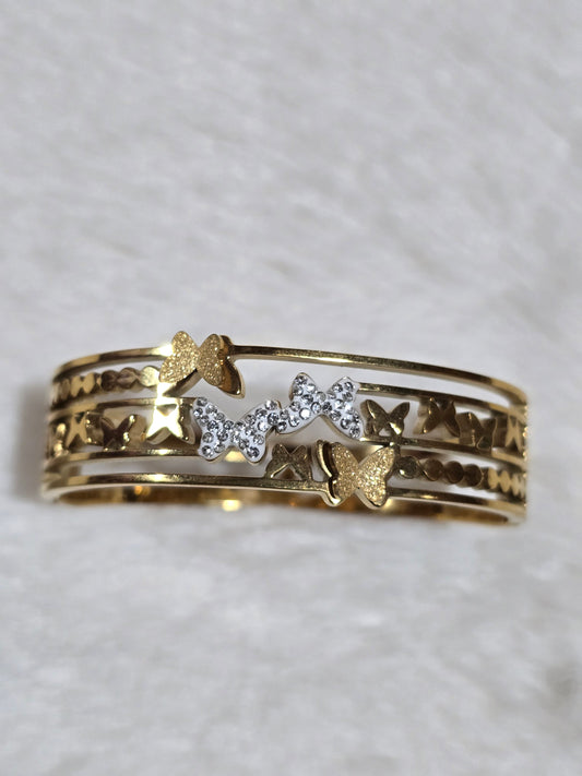Anti Tarnish Solid Butterfly Bangle