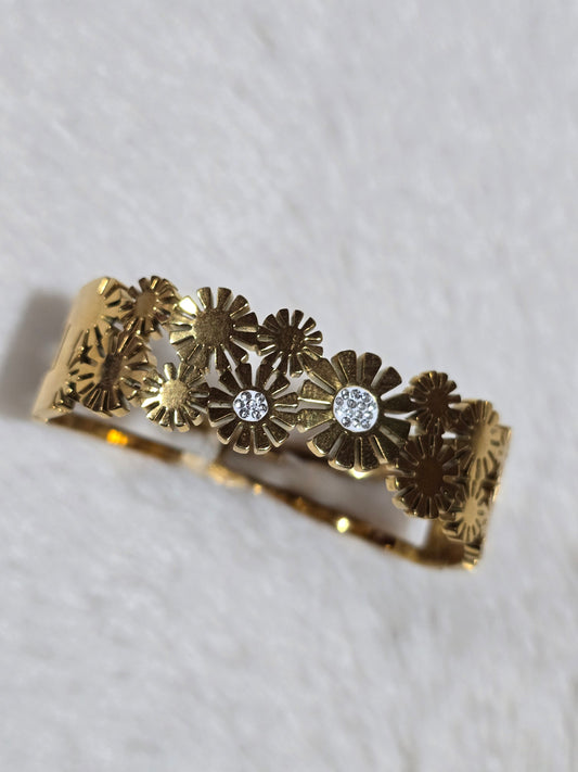 Anti Tarnish Solid Mini Floral Bangle