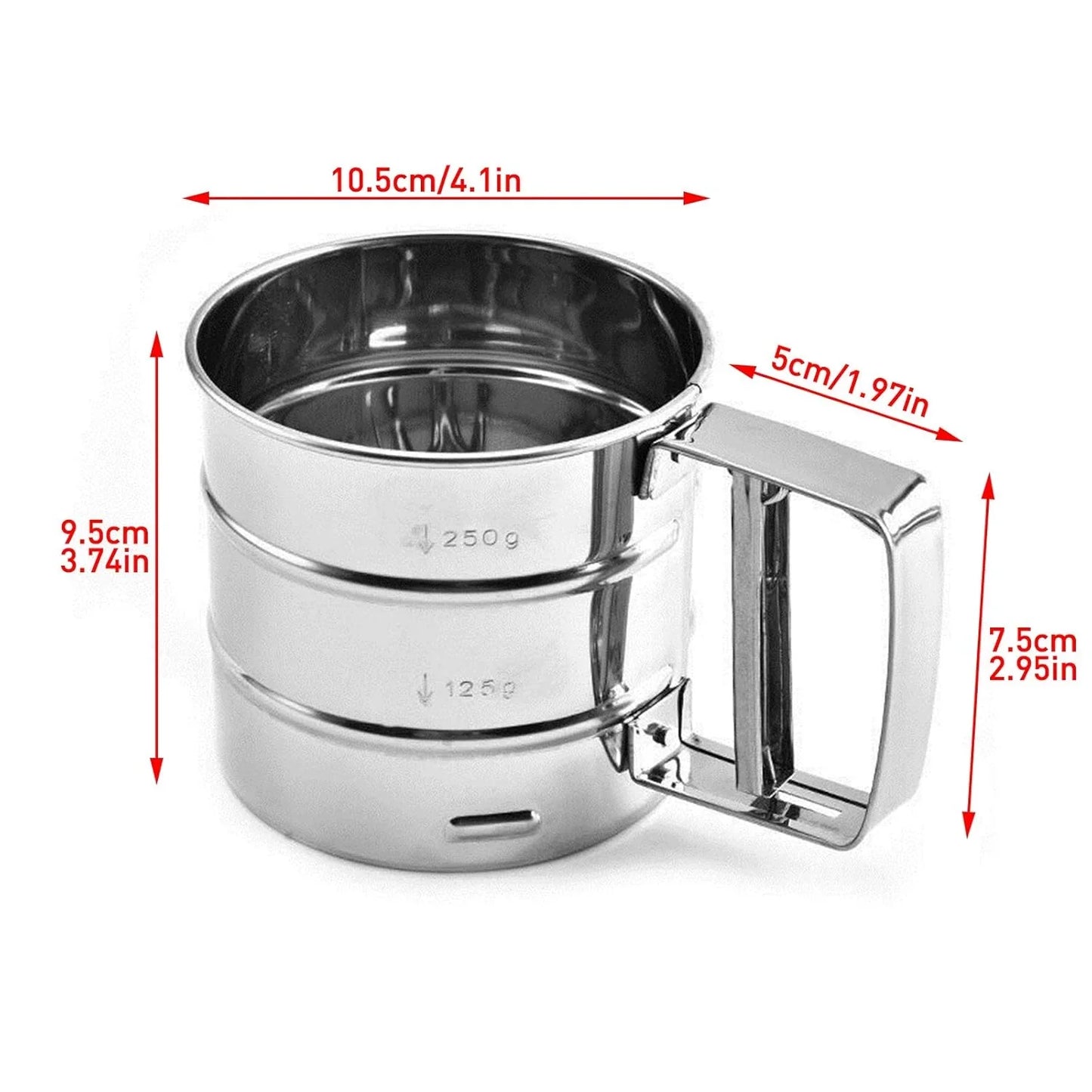 Steel Baking Filter Baking Flour Sifter Fine Mesh Manual Sifter With Easy Grip Handle