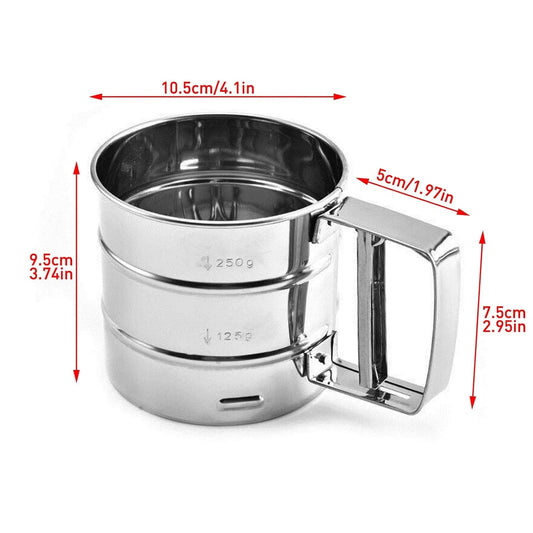 Steel Baking Filter Baking Flour Sifter Fine Mesh Manual Sifter With Easy Grip Handle