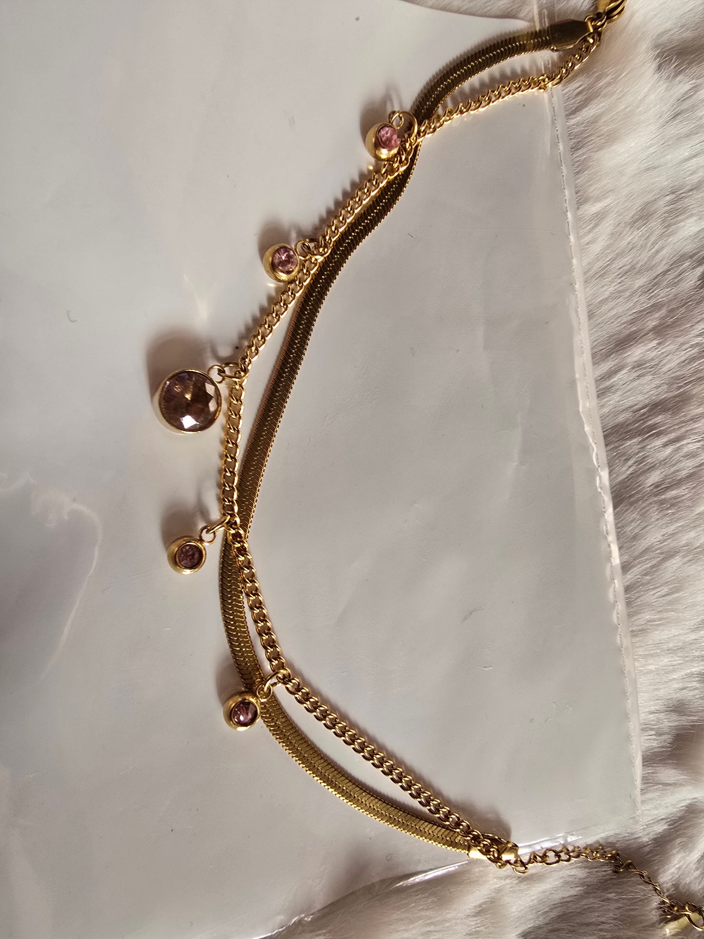 Blush Herringbone Layered Bracelet