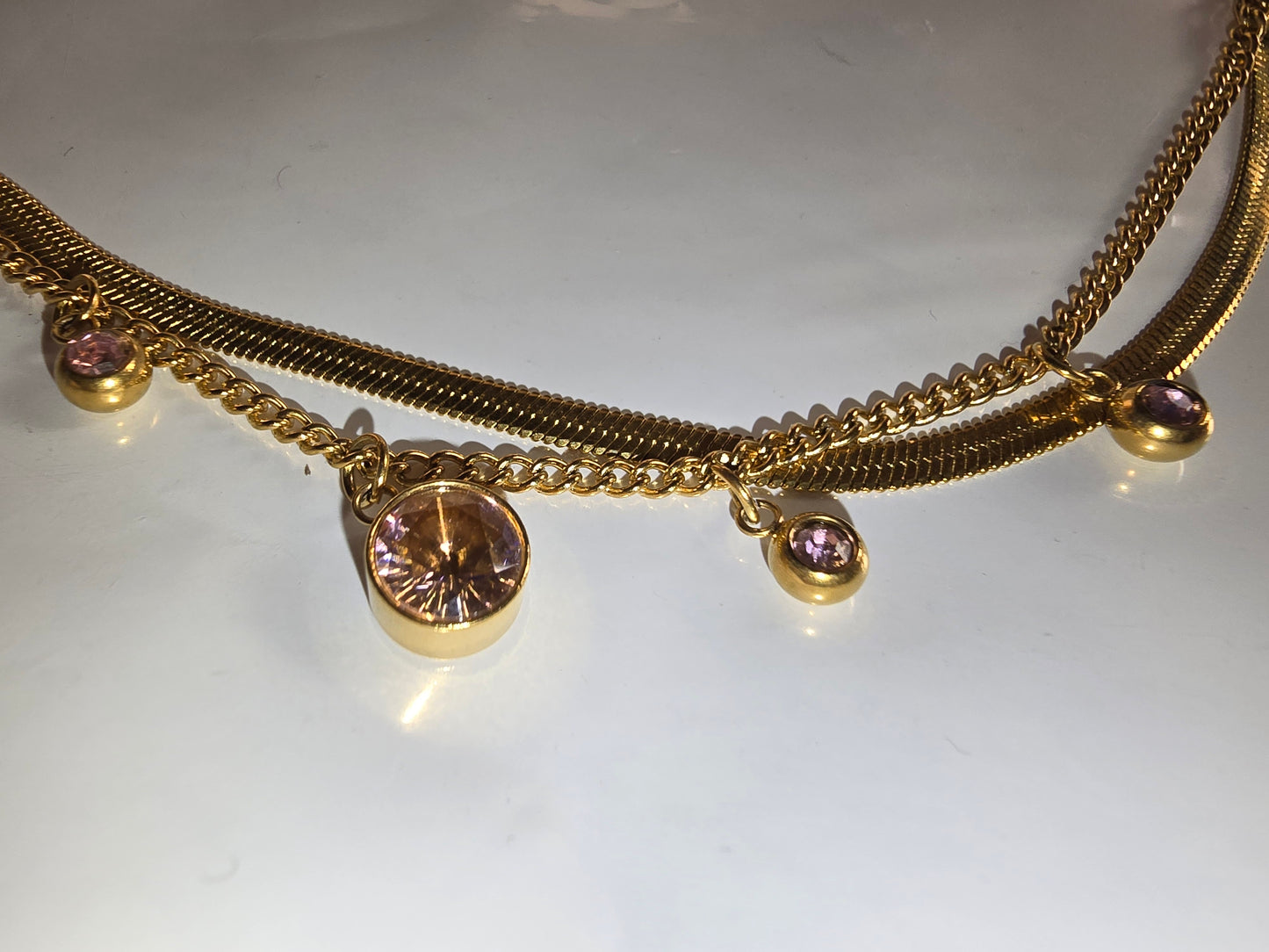 Blush Herringbone Layered Bracelet