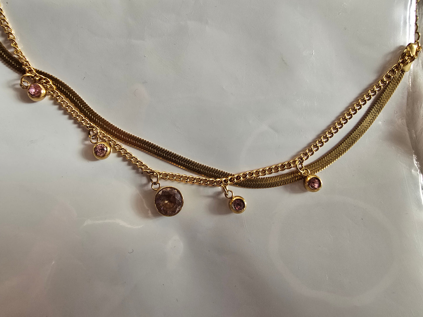 Blush Herringbone Layered Bracelet