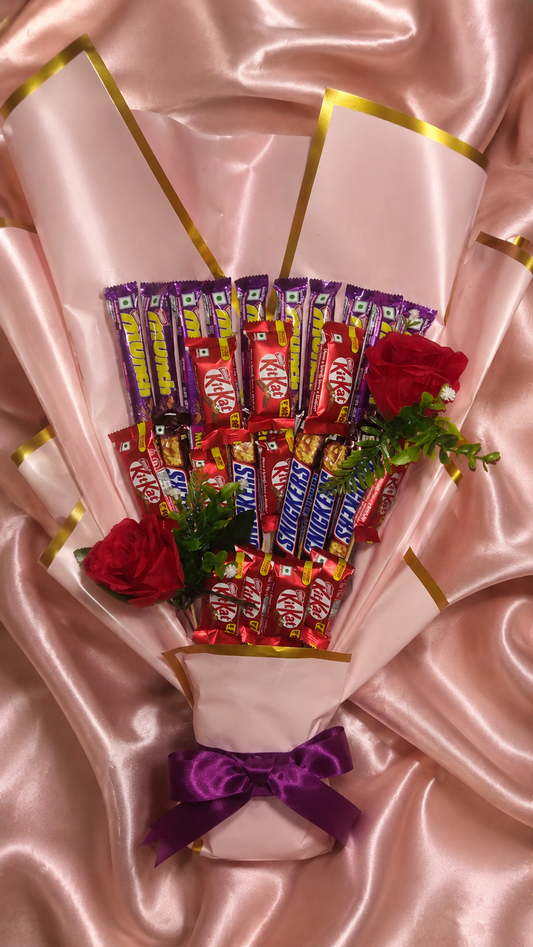 Chocolate and flower bouquet