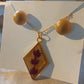 Shimmering Gold Resin Diamond Pendant with Matching Studs