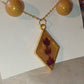 Shimmering Gold Resin Diamond Pendant with Matching Studs