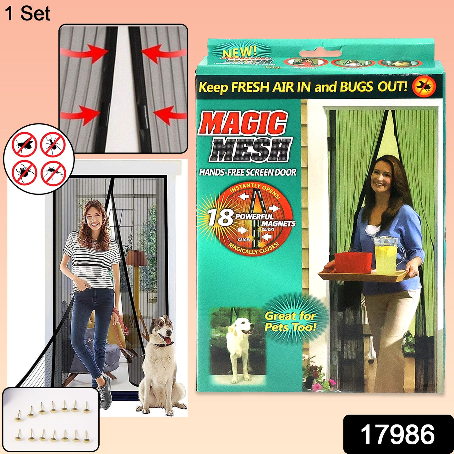 Magic Mesh Hands-free Screen Door Instant Opening (1 Set)