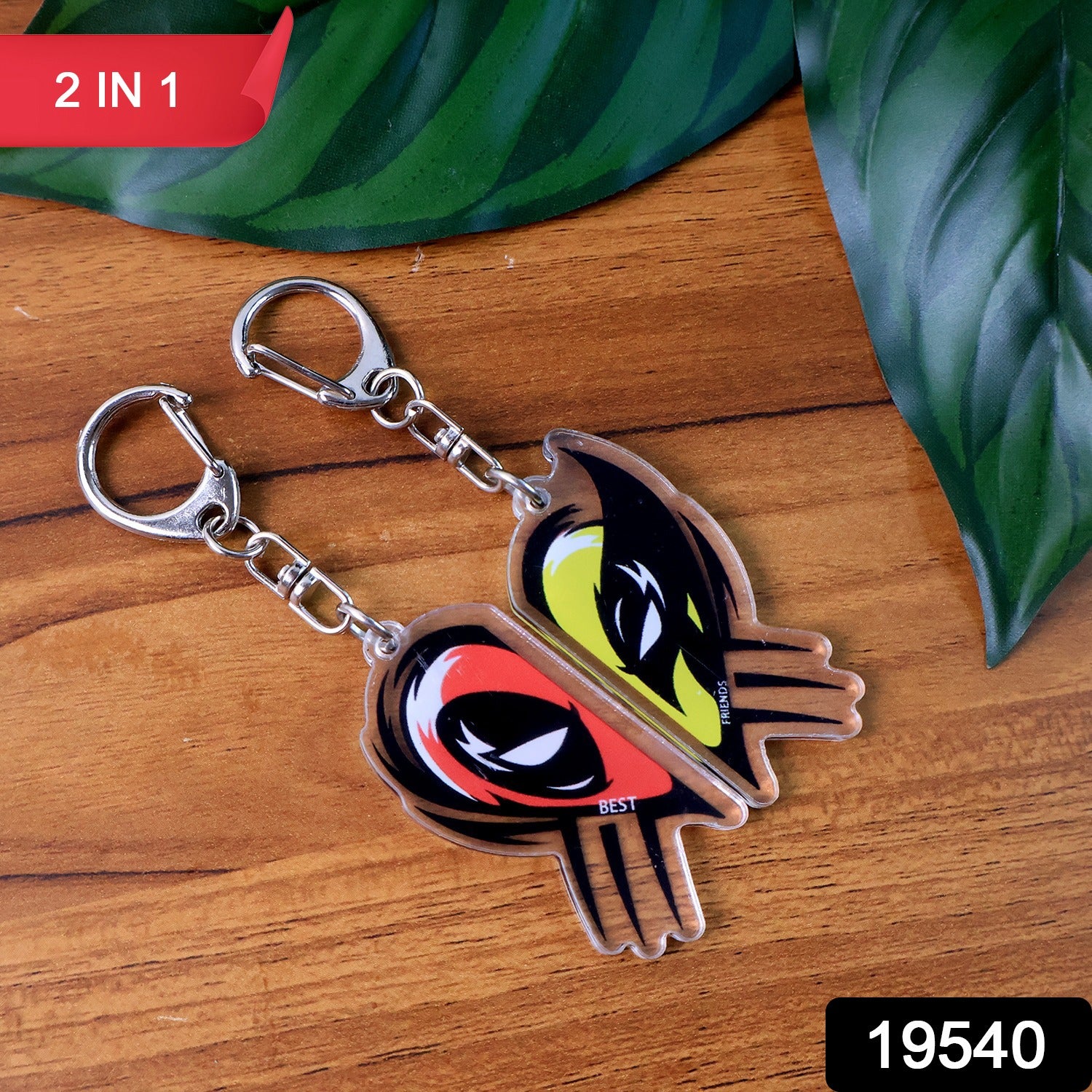 2-in-1 Best Friends Matching Acrylic Breakable Keychain