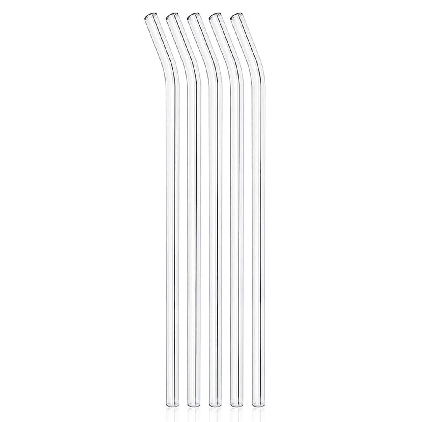 Plastic Reusable Glass Straws Clear Glass Drinking Straw 5pc